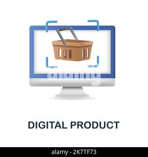 Digital Product icon. 3d illustration from digitalization collection. Creative Digital Product 3d icon for web design, templates, infographics and Stock Vector