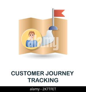 Customer Journey Tracking icon. 3d illustration from digitalization collection. Creative Customer Journey Tracking 3d icon for web design, templates Stock Vector