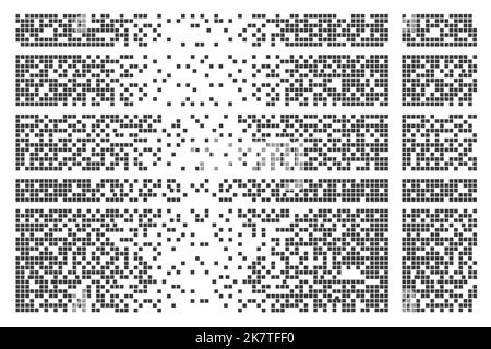 Dissolved filled square dotted vector icon with disintegration effect. Vector rectangle elements are grouped. Isolated on white background. Stock Vector