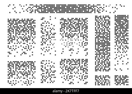 Dissolved filled square dotted vector icon with disintegration effect. Vector rectangle elements are grouped. Isolated on white background. Stock Vector