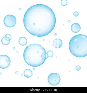 A set of colorful and colorful soap bubbles to create a design. Isolated, transparent, realistic soap bubbles on a transparent background. Stock Vector