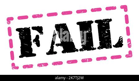 FAIL text written on pink-black dash stamp sign. Stock Photo