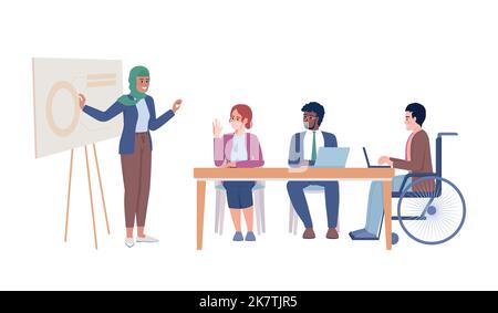 Work presentation semi flat color vector characters Stock Vector