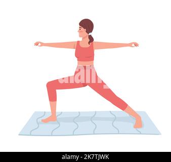 Woman doing yoga semi flat color vector character Stock Vector