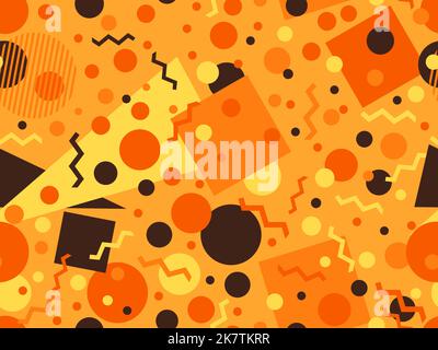 Geometric seamless pattern in 80s memphis style. Colorful multicolored abstract geometric pattern. Design of promotional products, wrapping paper and Stock Vector