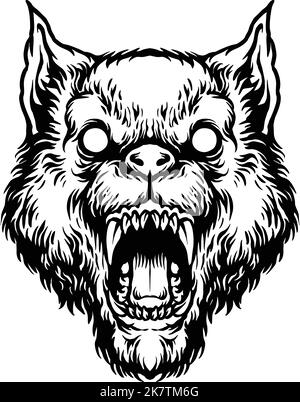 Monochrome Angry Wolf Head Clipart vector illustrations for your work logo, merchandise t-shirt, stickers and label designs, poster, greeting cards Stock Vector