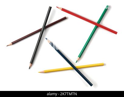 color pencils arranged on white background, abstract background Stock Photo