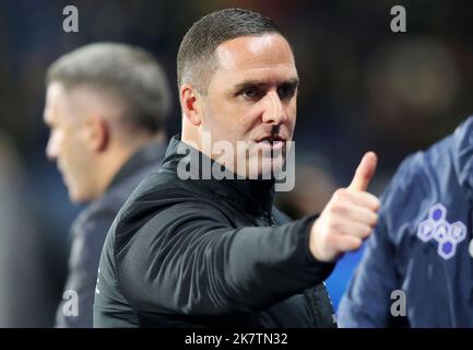 Huddersfield, England, 18th October 2022.  Mark Fotheringham head coach of Huddersfield Town during the Sky Bet Championship match at the John Smith's Stadium, Huddersfield. Picture credit should read: Lexy Ilsley / Sportimage Stock Photo