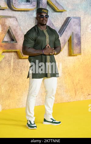 London, UK. 18th Oct, 2022. Adebayo Akinfenwa attends the UK Premiere of 'Black Adam' at Cineworld Leicester Square on October 18, 2022 in London, England. Photo by Gary Mitchell Credit: Gary Mitchell, GMP Media/Alamy Live News Stock Photo