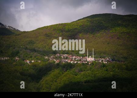 View to Bigorski Monastery St John the Baptist at Rostusha, North Macedonia Stock Photo