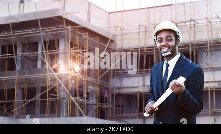 African architects engineer manager is working together in the construction building site Stock Photo