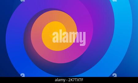 Blurred Abstract Geometrical Spiral Background Illustration. Smooth Transitions of Blue, Magenta, Orange and Yellow. Colorful Gradient Backdrop for your Social Media, Graphic Design, Banner, Poster. Vector illustration Stock Vector