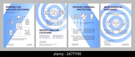 Prepare for nuclear explosion blue gradient brochure template Stock Vector