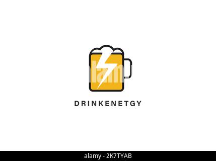 Energy drink Logo design vector template Negative space. Energetic Logotype concept icon Stock Vector