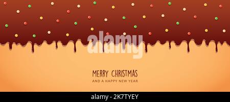 sweet tasty melting christmas chocolate icing background Stock Vector