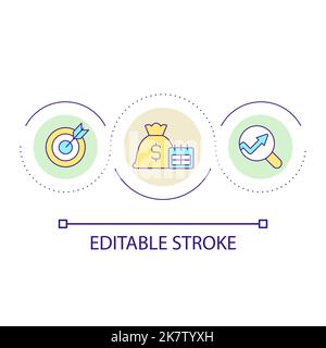 Revenue goal for business loop concept icon Stock Vector