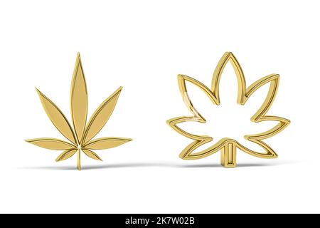 Golden 3d medical marijuana icon isolated on white background - 3D ...