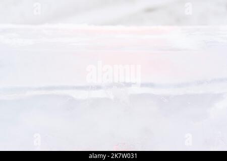 ice texture with cracks and patterns. winter background. Stock Photo