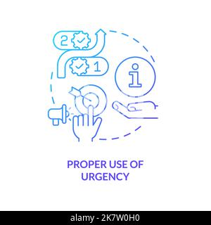 Right use of urgency concept blue gradient icon Stock Vector