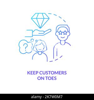 Keep customers on toes concept blue gradient icon Stock Vector