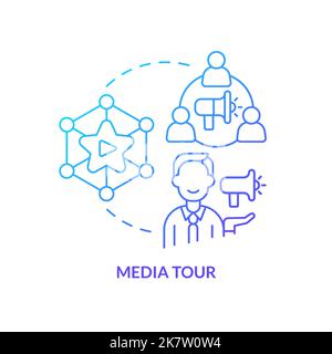 Media tour concept blue gradient icon Stock Vector