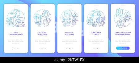H2 fuel cells pros blue gradient onboarding mobile app screen Stock Vector