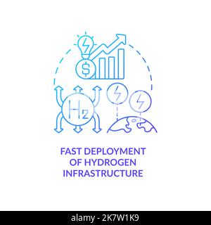 Fast hydrogen infrastructure deployment blue gradient concept icon Stock Vector