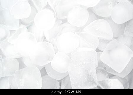 Heap of round ice cubes, ice background, top view Stock Photo