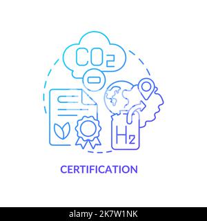 Hydrogen certification blue gradient concept icon Stock Vector