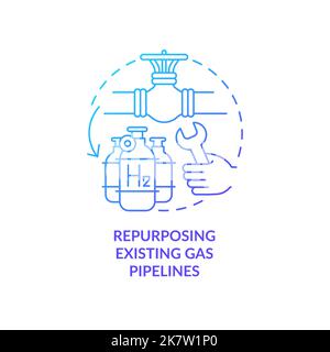 Repurpose existing gas pipelines blue gradient concept icon Stock Vector