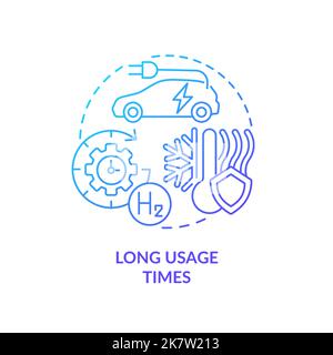 Long usage times blue gradient concept icon Stock Vector