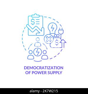 Democratization of power supply blue gradient concept icon Stock Vector