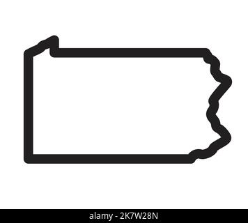 Pennsylvania PA state shape map outline simplified USA vector isolated on white background Stock Vector