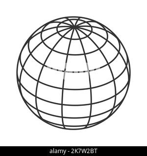 simple classic globe ball sphere wireframe vector isolated on white background Stock Vector