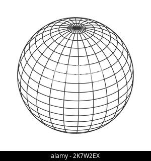 simple classic globe ball sphere wireframe vector isolated on white background Stock Vector