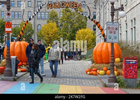 QUEBEC, CANADA, October 8, 2022 : Halloween decorations in the city