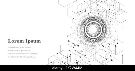 abstract black white hexagon, ai artificial intelligence, geometric texture background, scientific technology, futuristic concept Stock Photo