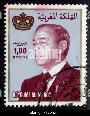 Timbre oblitéré Royaume du Maroc, Postes, 1,00 , 1982 Stock Photo