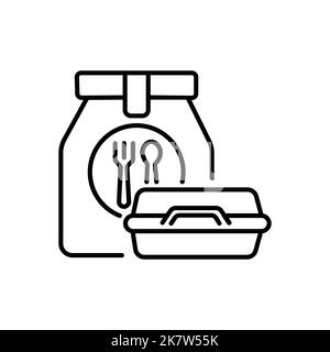 Outdoor meal linear icon. Takeaway food. Isolated vector outline illustrations. Editable stroke Stock Vector