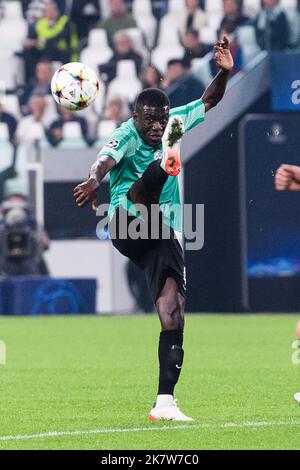 Turin, Italy . October 5, 2022, Ali Mohamed of Maccabi Haifa controls ...