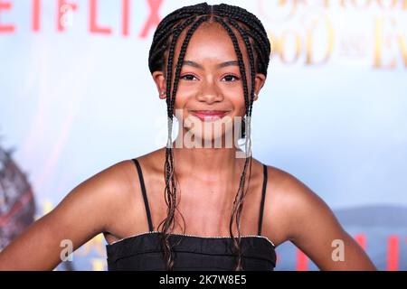 Westwood, United States. 18th Oct, 2022. WESTWOOD, LOS ANGELES, CALIFORNIA, USA - OCTOBER 18: Faithe Herman arrives at the World Premiere Of Netflix's 'The School For Good And Evil' held at Regency Village Theatre on October 18, 2022 in Westwood, Los Angeles, California, United States. (Photo by Xavier Collin/Image Press Agency) Credit: Image Press Agency/Alamy Live News Stock Photo