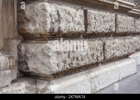 Wall made by large stones . Government building foundation Stock Photo