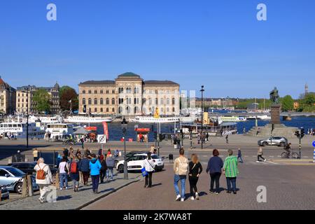 May 24 2022 - Stockholm in Sweden: Front view of The National Museum, opened in 1872 next to the Grand Hotel and opposite Gamla Stan Stock Photo