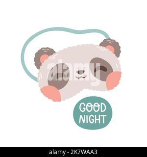 Panda eye mask vector sleeping night accessory relax rest in traveling illustration isolated sleep mask vector Stock Vector