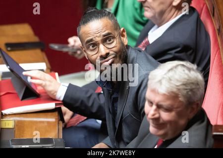 Paris, France. 19th Oct, 2022. Paris, France. October 18, 2022, Deputy Frederic Maillot attends a session of Questions to the Government at the French National Assembly, on October 18, 2022 in Paris, France. Photo by David Niviere/ABACAPRESS.COM Credit: Abaca Press/Alamy Live News Stock Photo