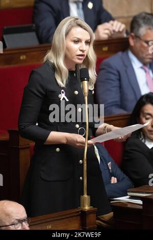 Paris, France. 19th Oct, 2022. Paris, France. October 18, 2022, Deputy Helene Laporte attends a session of Questions to the Government at the French National Assembly, on October 18, 2022 in Paris, France. Photo by David Niviere/ABACAPRESS.COM Credit: Abaca Press/Alamy Live News Stock Photo