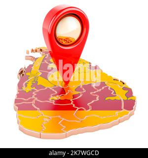 Map pointer on the map of Sri Lanka, 3D rendering isolated on white background Stock Photo