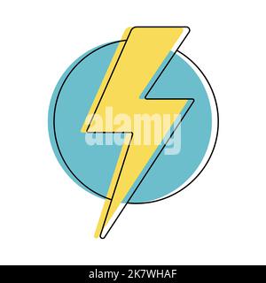 Simple flat lightning, electric power icon. Energy and electricity symbol. Vector illustration. Stock Vector