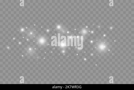 Glowing light effect with many glitter particles isolated on ...