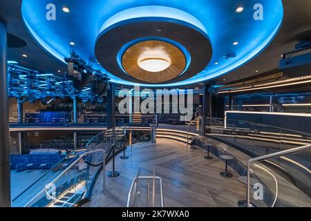 Marseille, France October 02, 2022: The theater inside the Costa Smeralda cruise ship. Stock Photo